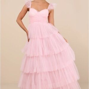 Lulus Pink Tiered Tulle Dress